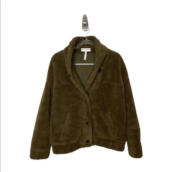 Apiece Apart | Campania Olive Green Faux Fur Bomber Jacket 6 - Picture 3 of 8